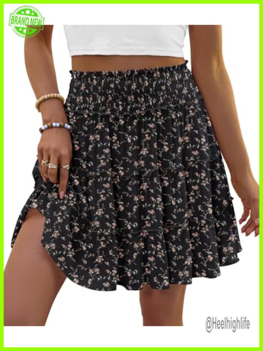 High Waist Ruffle Skort Mini Skirt with Built-In Shorts A-Line